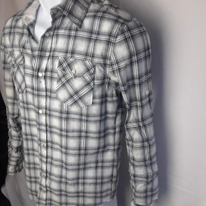 Ditch Plains Youth Shirt 12-13 Yrs L pearl snap long sleeve white NEW C11